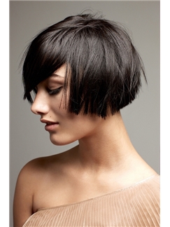 Mysterious Short Black Female Straight Vogue Wigs 8 Inch 
