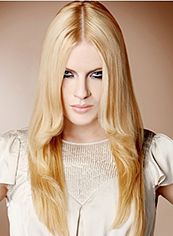 Online Long Blonde Female Wavy Vogue Wigs 20 Inch