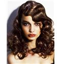 Marvelous Medium Brown Female Wavy Vogue Wigs 16 Inch