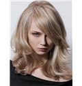 European Style Medium Blonde Female Wavy Vogue Wigs 16 Inch 