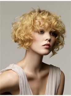 Amazing Short Blonde Female Wavy Vogue Wigs 10 Inch
