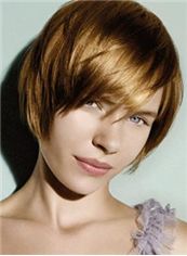 Sketchy Short Brown Female Straight Vogue Wigs 10 Inch