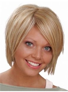 Top Quality Short Blonde Female Straight Vogue Wigs 12 Inch 