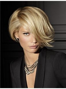 Stunning Short Blonde Female Wavy Vogue Wigs 12 Inch