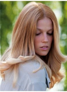 Concise Medium Blonde Female Wavy Vogue Wigs 18 Inch