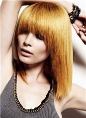 Glitter Medium Blonde Female Straight Vogue Wigs 16 Inch
