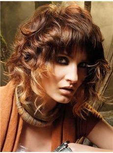 Attractive Medium Brown Female Wavy Vogue Wigs