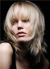 Best Medium Blonde Female Straight Vogue Wigs 14 Inch