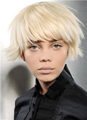 Perfect Short Blonde Female Wavy Vogue Wigs 8 Inch