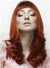 Ingenious Medium Red Female Wavy Vogue Wigs 18 Inch