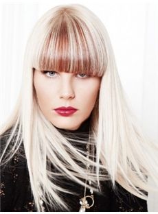 Elegant Medium Blonde Female Straight Vogue Wigs 18 Inch
