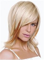 Graceful Medium Blonde Female Wavy Vogue Wigs 14 Inch