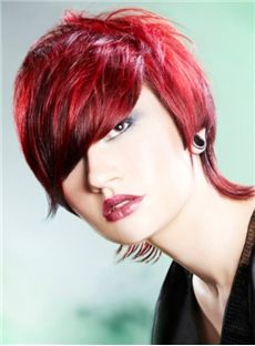 Gorgeous Short Red Female Straight Vogue Wigs 8 Inch
