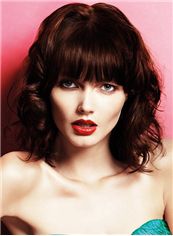 Attractive Medium Brown Female Wavy Vogue Wigs 14 Inch