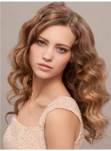 Sweet Medium Blonde Female Wavy Vogue Wigs 16 Inch