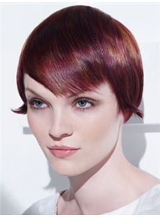 European Style Short Red Female Wavy Vogue Wigs 8 Inch