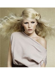 Sexy Medium Blonde Female Wavy Vogue Wigs 16 Inch