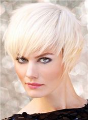 Cheap Colored Short Blonde Female Straight Vogue Wigs 8 Inch