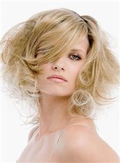 Special Cool Short Blonde Female Wavy Vogue Wigs 10 Inch