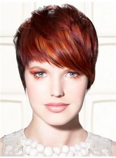 Quality Wigs Short Red Female Straight Vogue Wigs 8 Inch