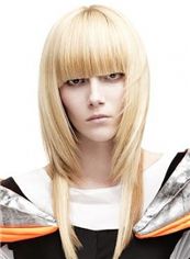 Fancy Medium Blonde Female Straight Vogue Wigs 18 Inch