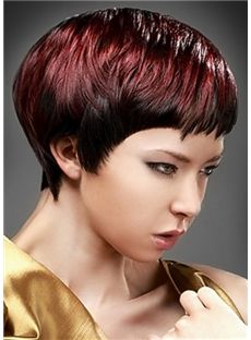 Delicate Short Red Female Straight Vogue Wigs 8 Inch