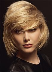 Exquisite Short Blonde Female Straight Vogue Wigs 12 Inch