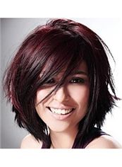 European Style Short Red Female Straight  Wigs 12 Inch