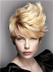 Sketchy Short Blonde Female Wavy Vogue Wigs 6 Inch