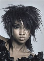 Wonderful Medium Black Female Straight Wigs for Black Women 14 Inch