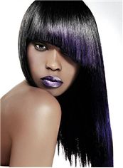 Shinning Medium Black Female Straight Wigs for Black Women 18 Inch