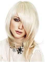 Classic Medium Blonde Female Wavy Vogue Wigs 18 Inch