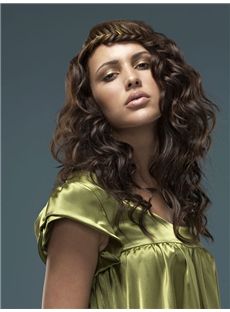 Gorgeous Medium Brown Female Wavy Vogue Wigs 16 Inch