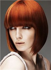 Noble Short Red Female Straight Vogue Wigs 12 Inch