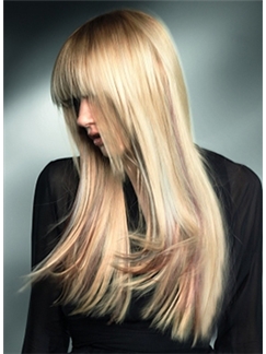 Beautiful Long Blonde Female Straight  Wigs 22 Inch