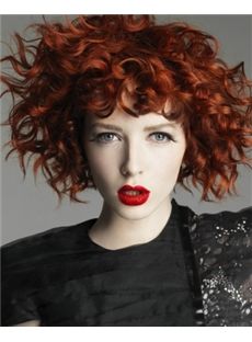 Impressive Short Red Female Wavy Vogue Wigs 8 Inch
