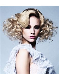 Special Cool Short Blonde Female Wavy Vogue Wigs 12 Inch