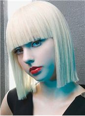 Simple Short Blonde Straight Female Vogue Wigs 12 Inch