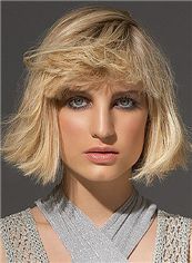 Simple Short Blonde Female Wavy Vogue Wigs