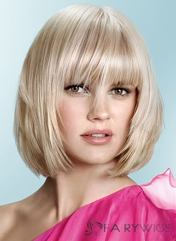 Stunning Short Blonde Female Straight Vogue Wigs 12 Inch