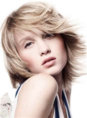 Amazing Short Blonde Female Wavy Vogue Wigs 12 Inch