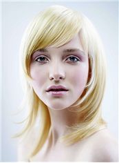 Fancy Medium Blonde Female Straight Vogue Wigs 14 Inch