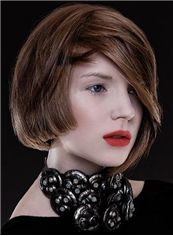 New Style Short Brown Female Straight Vogue Wigs 12 Inch