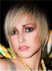Inexpensive Short Blonde Female Straight Vogue Wigs 10 Inch
