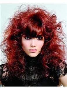 2015 Fashion Trend Medium Red Female Wavy  Wigs 16 Inch