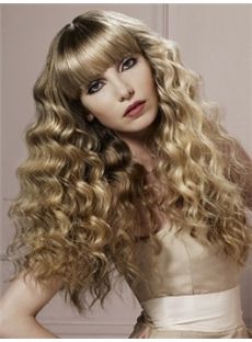 Personalized Long Blonde Female Wavy Vogue Wigs 20 Inch