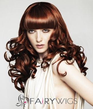 Lastest Trend Long Red Female Wavy Vogue Wigs 20 Inch