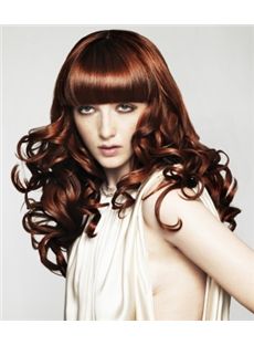 Lastest Trend Long Red Female Wavy  Wigs 20 Inch