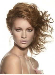 Glitter Medium Blonde Female Wavy Vogue Wigs 14 Inch