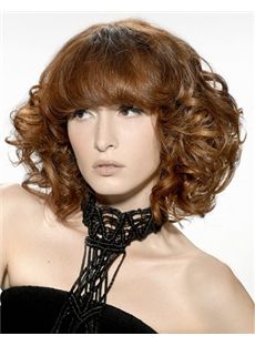 Sparkling Short Brown Female Wavy Vogue Wigs 12 Inch